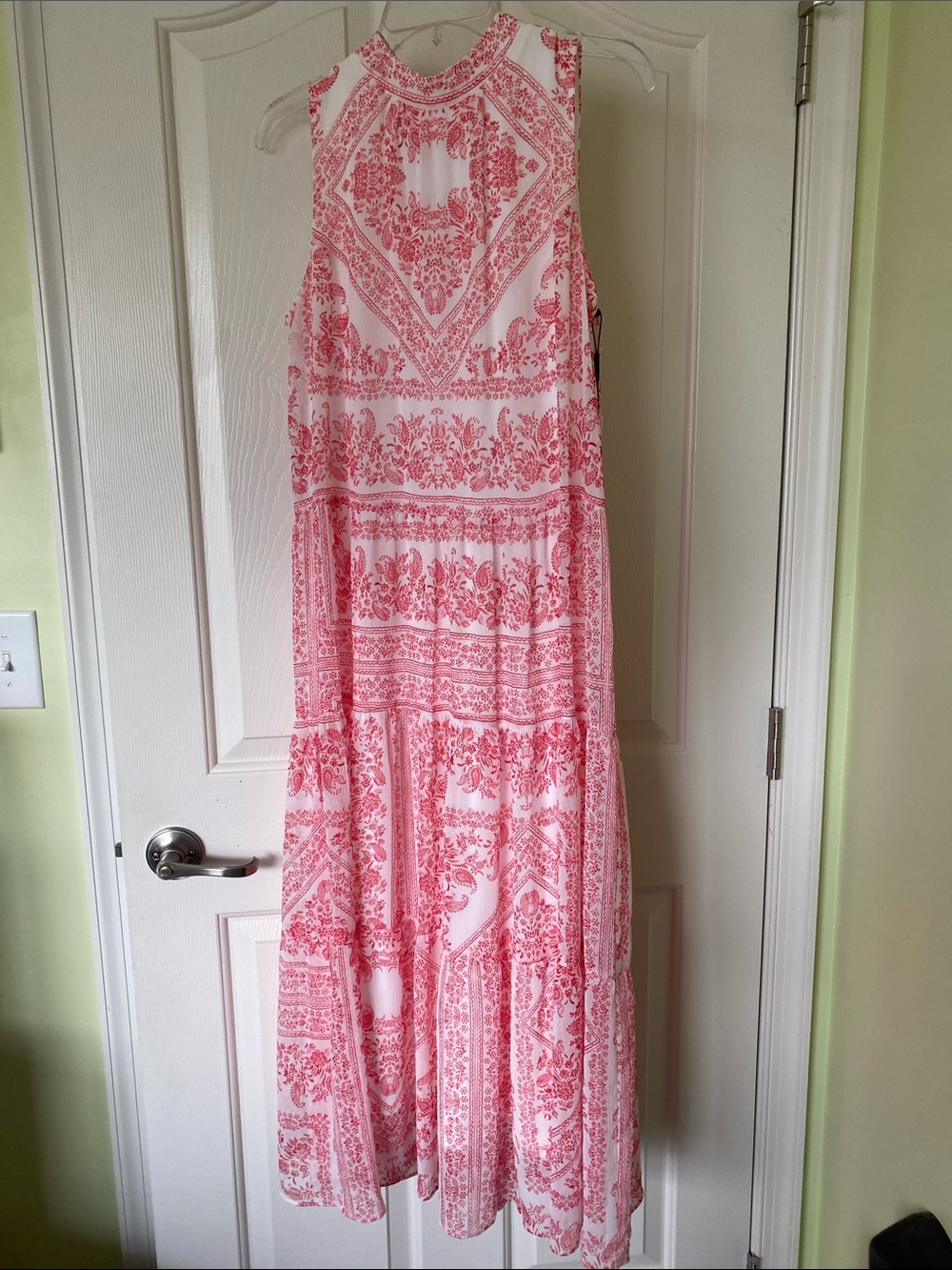Calvin Klein Pink and White Paisley Maxi Dress